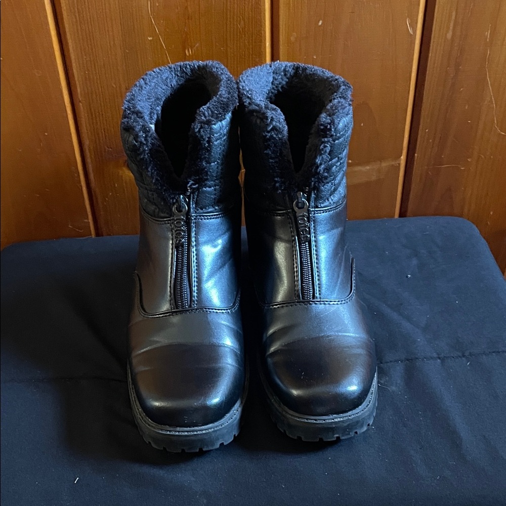 Black Winter Ankle Boots with Fur Lining